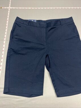 Izod Dark Navy Stretch Flat-Front Bermuda Shorts. 1050